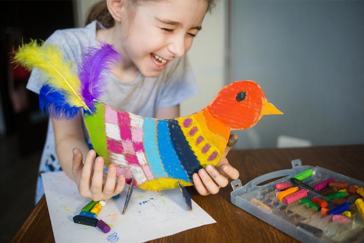 Mixed media bird crafts for kids