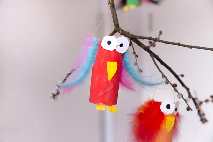 Paper roll bird crafts for kids