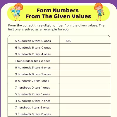 Place Value Worksheet: Guess The Number
