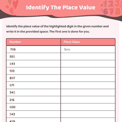 Place Value Worksheet: Identifying Number