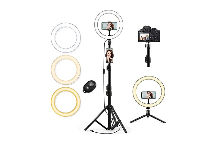 QI-EU 10.2 Selfie Ring Light With Tripod Stand Cell Phone Holder