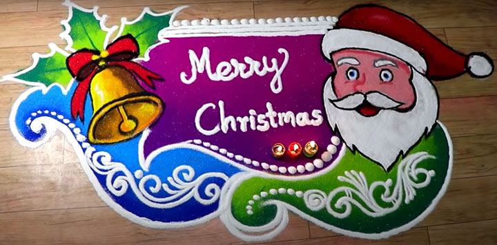 Santa Claus rangoli design for kids