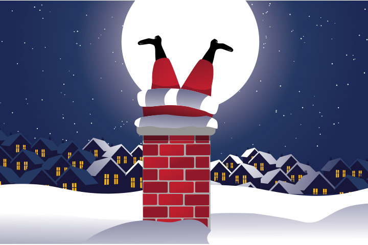 Santa stuck in a chimney