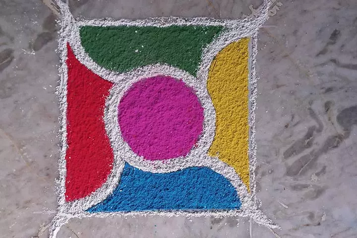 Square rangoli design for kids