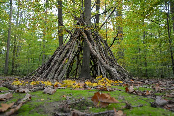 Outdoor stick fort ideas for kids