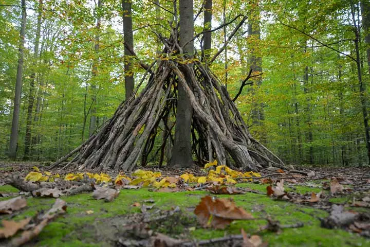 Outdoor stick fort ideas for kids