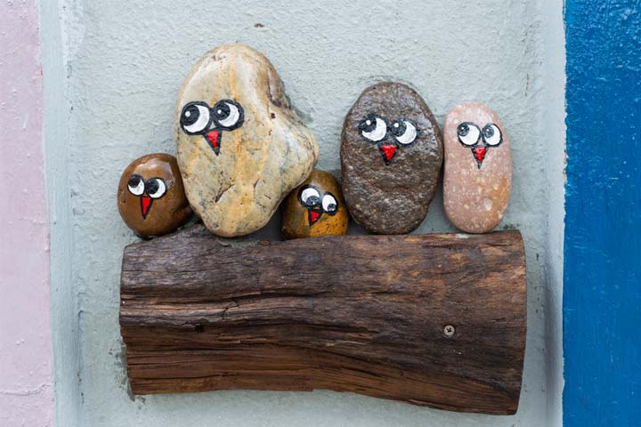 Stone bird crafts for kids