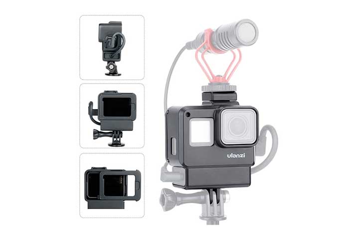 ULANZI Protective Housing Case Frame for GoPro Hero 7 6 5 Action Cameras Saramonic SR-XM1 3.5mm Wireless Video Recording Microphone Vlog Setup for GoPro 