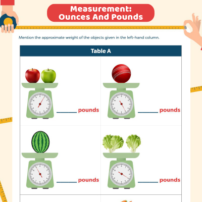 Measuring Worksheets: Weight In US Customary System