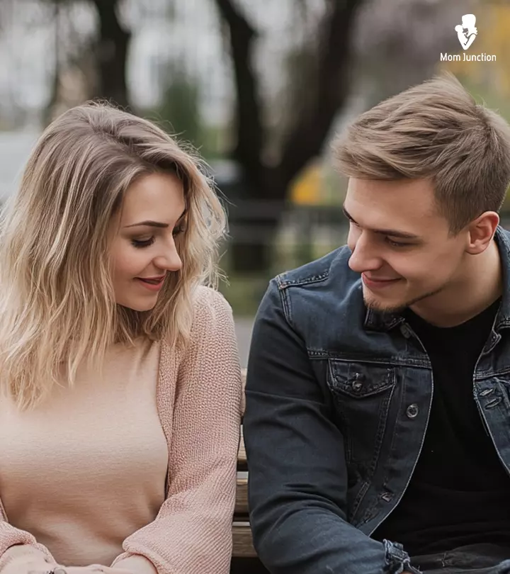 A Man Looking At Shy Girl