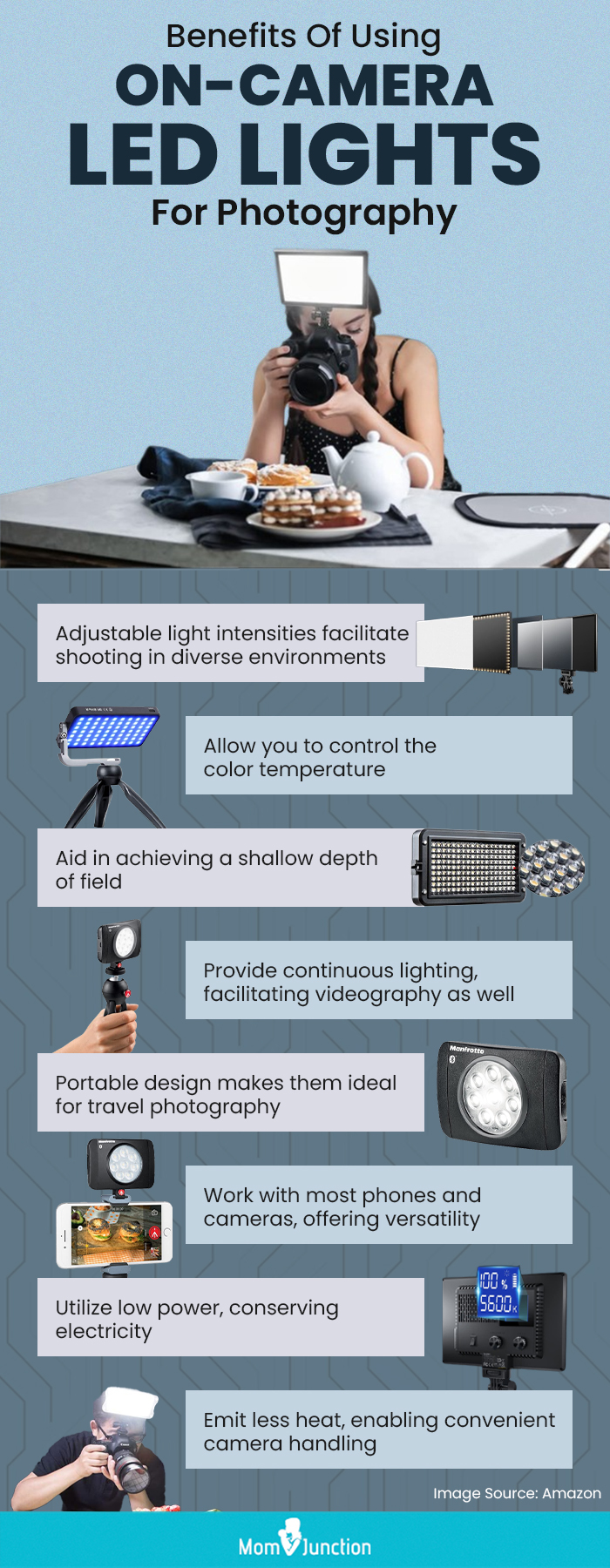 Benefits Of Using On-Camera LED Lights For Photography(infographic)
