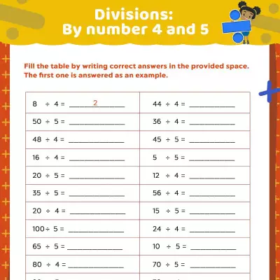 Division Worksheets: Dividing By 4 & 5 | MomJunction