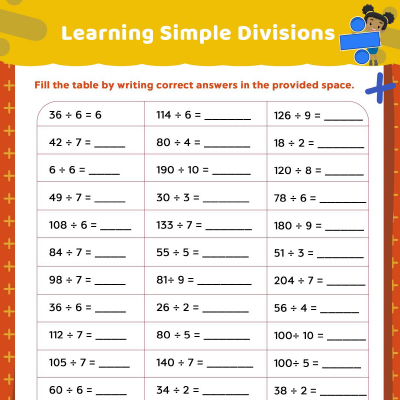 Practice Division: Fill The Blanks After Dividing By The Given Number