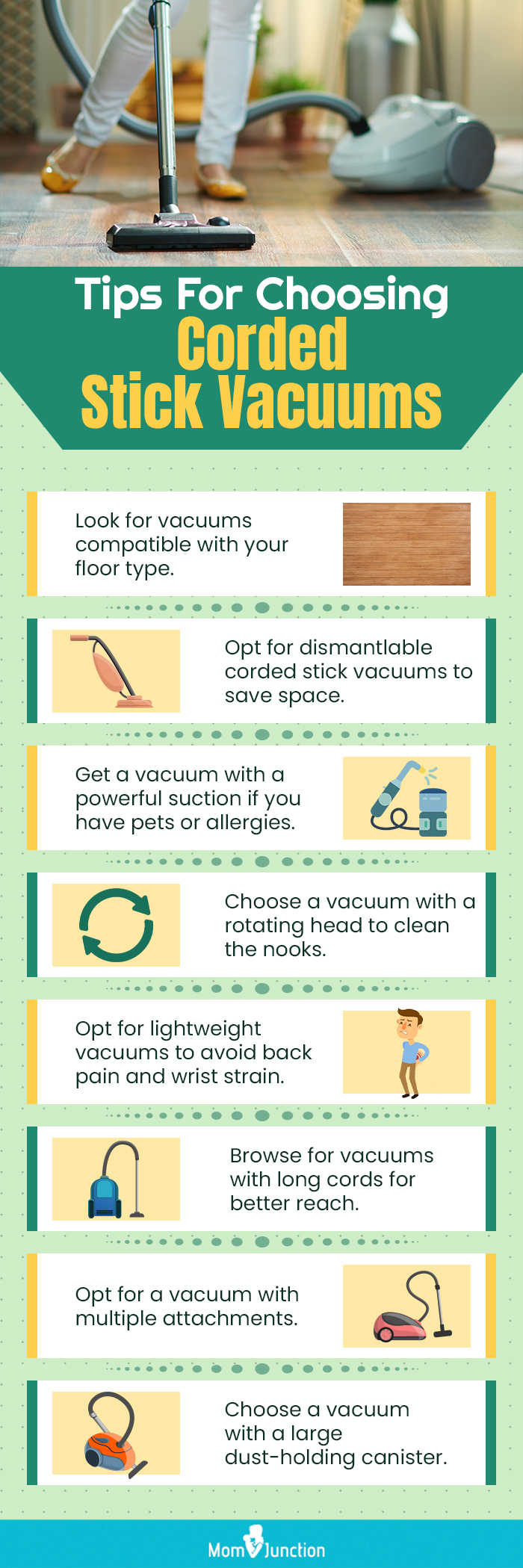Tips For Choosing Corded Stick Vacuums (Infographic)