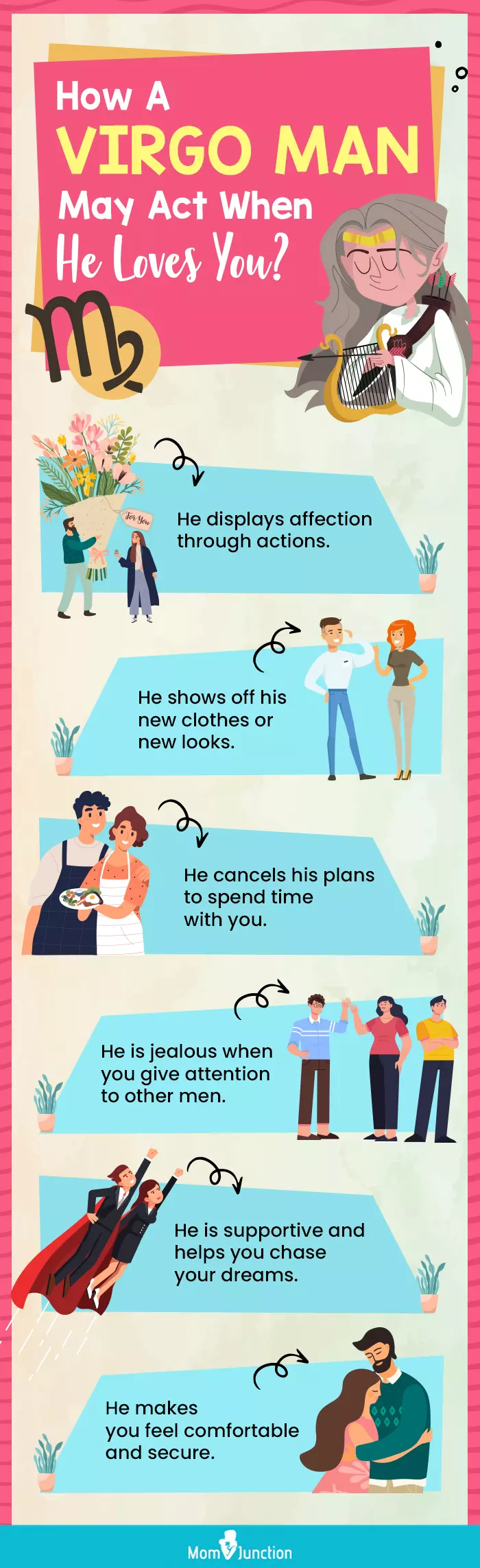 how a virgo man may act when he loves you (infographic)