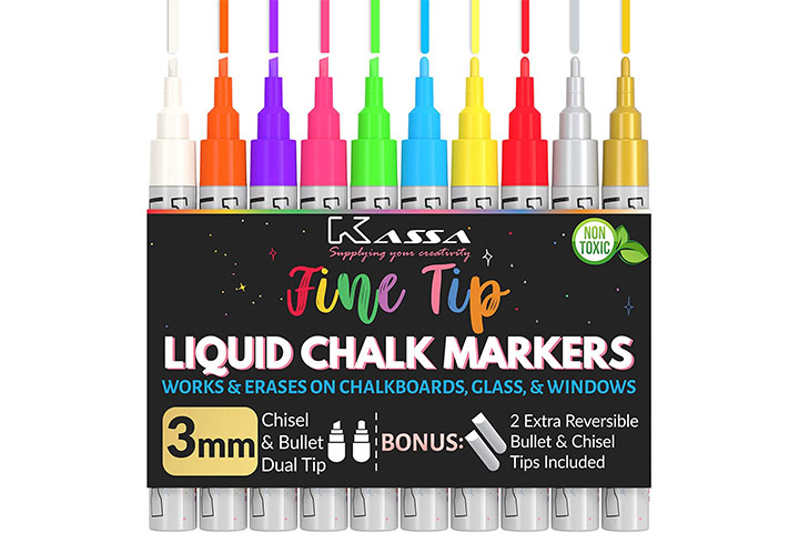 Kassa Fine Tip Liquid Chalk Markers