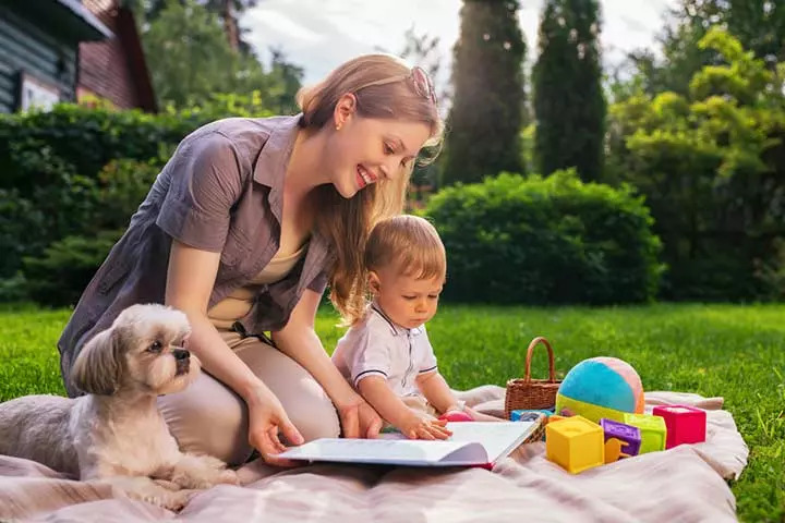 Reading a book, outdoor activities for babies