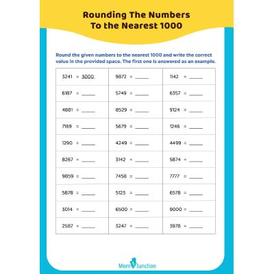 rounding numbers worksheets round to the nearest 1000
