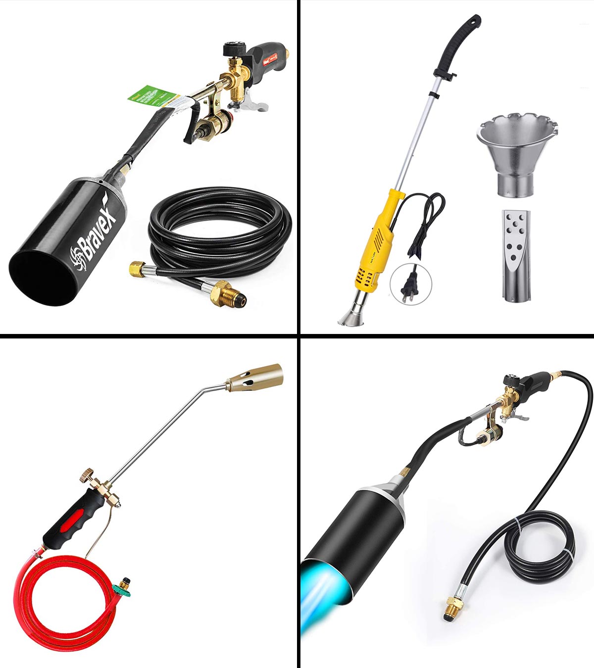 DASBET Propane Torch Weed Burner with Push Button Igniter and 6.5 ft Hose Roads Roofing High Output 500,000 BTU Heavy Duty Weed Torch Wand for Ice Snow Melter 