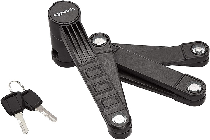 Black Agile-shop Universal Strong Alloy Steel 6 Joints Folding Bike Lock with 3 Keys Anti Theft 