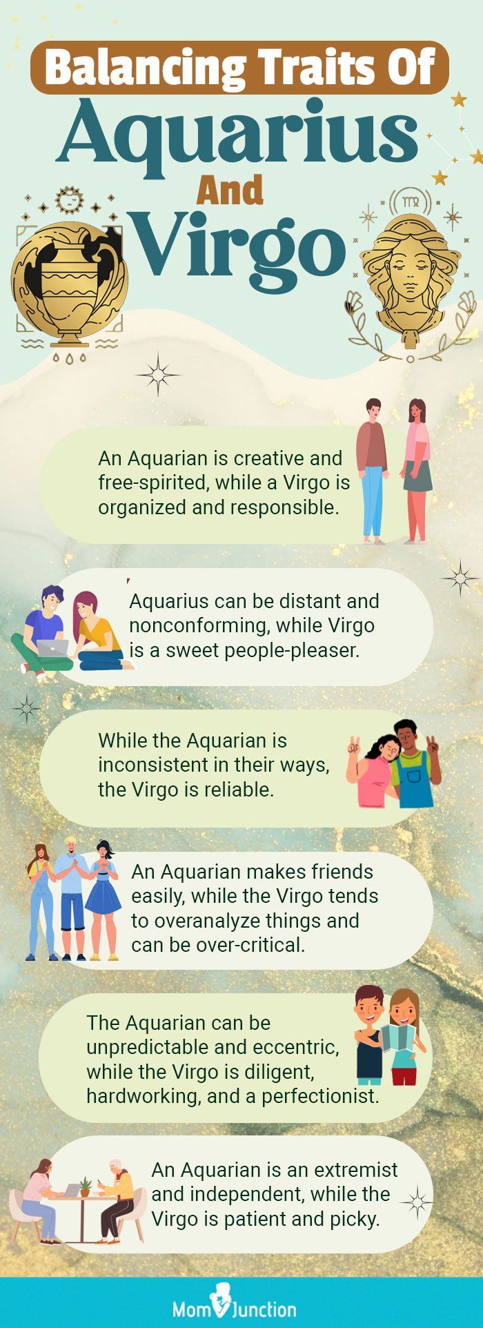 balancing traits of aquarius and virgo (infographic)