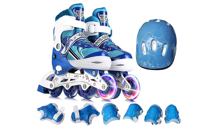 Children Adult Adjustable Inline Roller Skates Shoes Full Set