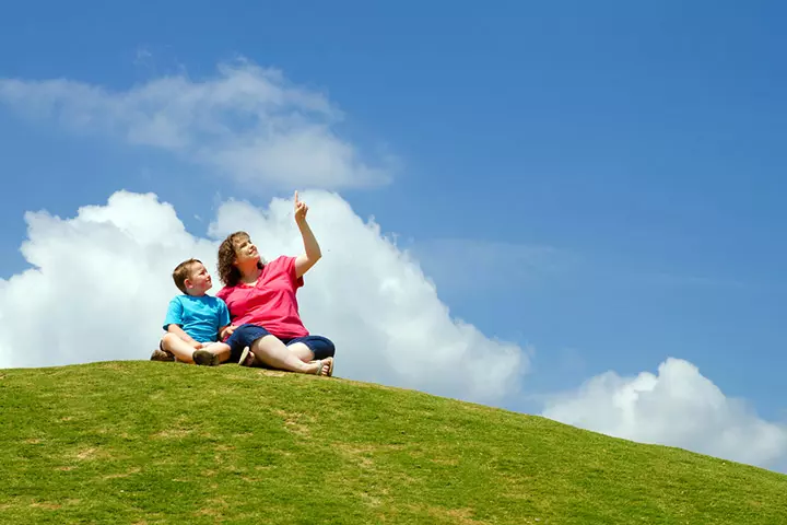 Cloud watching camping activity for toddler