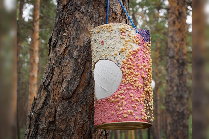 DIY bird feeders, toddler camping activity