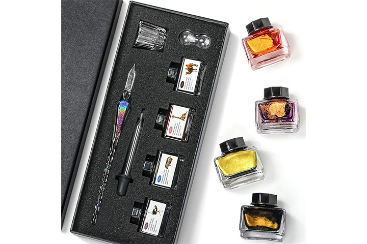 ESSSHOP Handmade Glass Dipped Pen and Ink Set