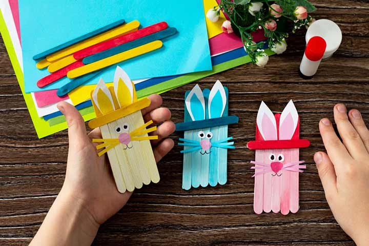 Easter Bunny Toy With Popsicle Sticks