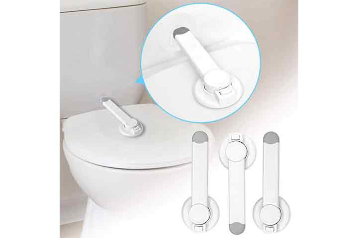 2 packs Baby Toilet Locks Professional Top Safety Toilet Seat Locks No Tools Needed Easy Installation Baby Safety Proof Toilet Lid Lock with Arm Adhesive Mount