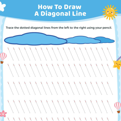 Tracing Worksheets: Trace The Right To Left Diagonal Lines