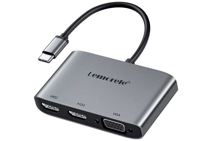  Lemorele USB C To Dual HDMI VGA Adapter