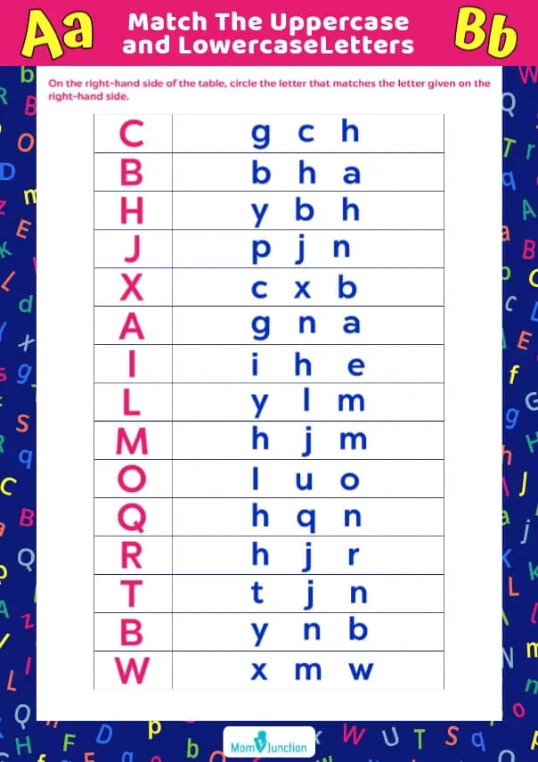 Letter Quiz Matching Uppercase And Lowercase Alphabets