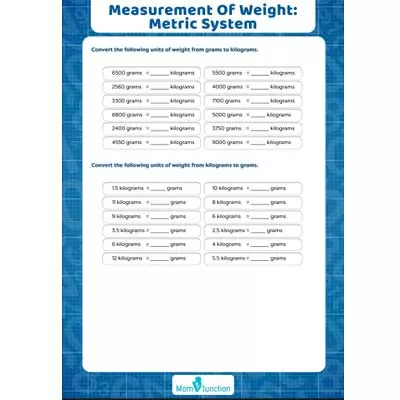 Metric Units Of Weight Grams And Kilograms