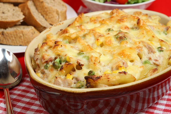 Baked pasta with tuna recipe for kids