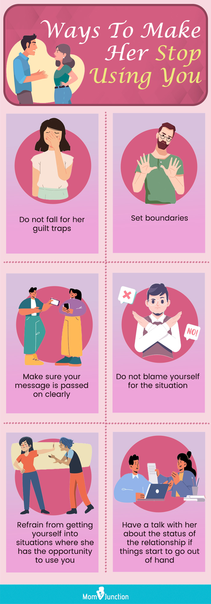 ways to make her stop using you (infographic)
