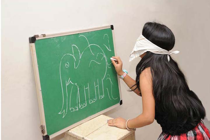 Blindfolded drawing challenge for kids