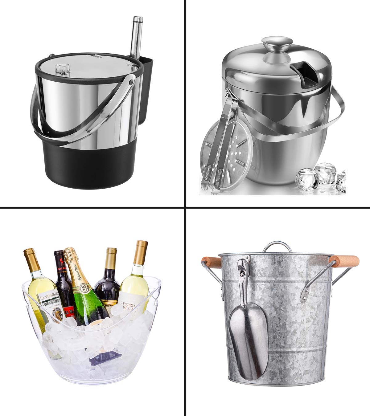 3L Stainless Steel Ice Bucket Electroplating Ice Storage Barrels Portable Vacuum Ice Container Household Ice Can European Style Hand held Ice Container for Home Bar KTV Grey DOITOOL 1PC 1 