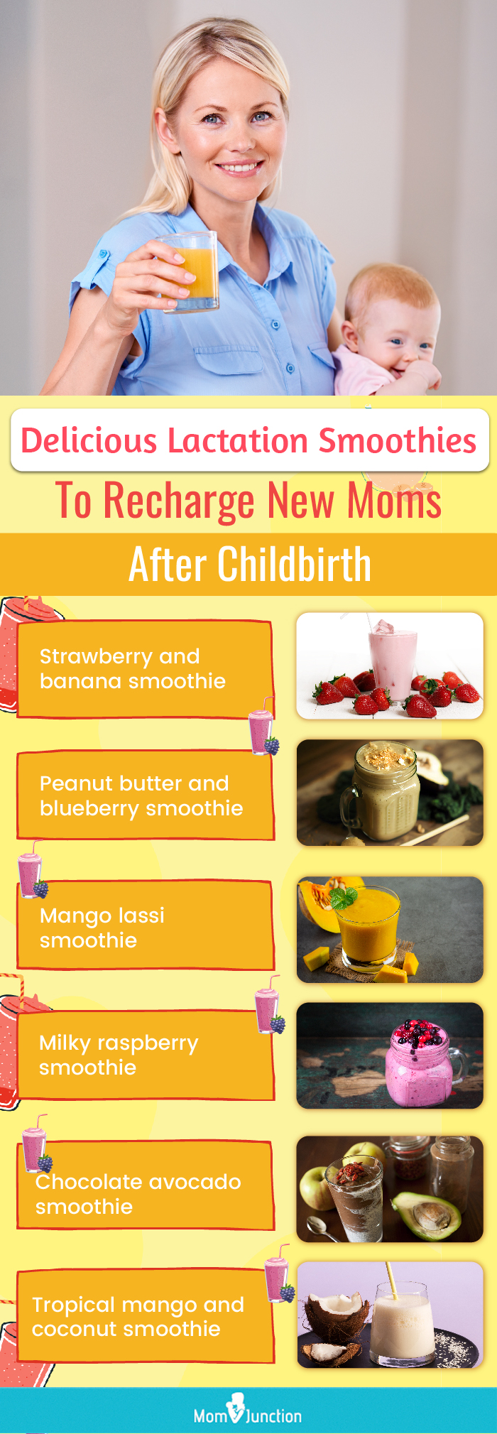 delicious lactation smoothies to recharge new moms after childbirth (infographic)