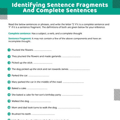 Find Sentence Fragments And Complete The Sentence