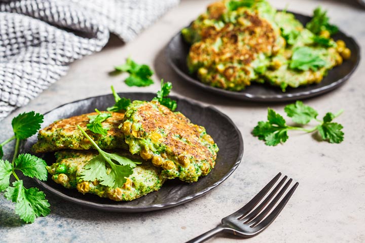 Green pea and feta pancakes recipe for picky eating meals for kids