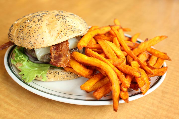 Hamburger with baked sweet potato fingers recipe for picky eating meals for kids