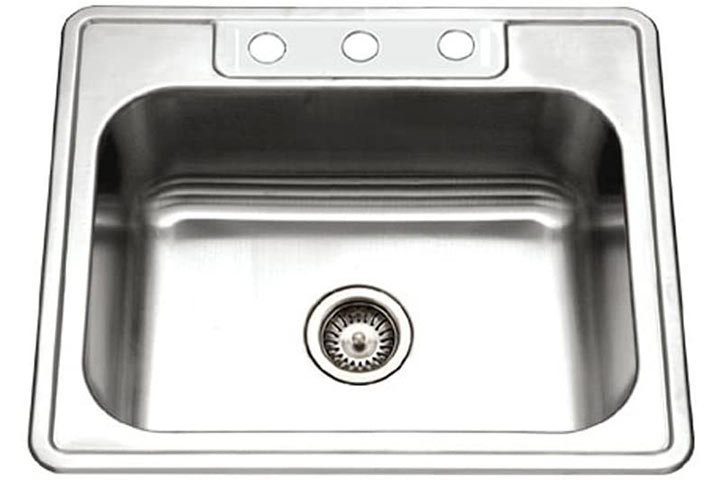 Houzer 2522-8BS3-1 Glowtone Series Topmount Single Bowl Kitchen Sink