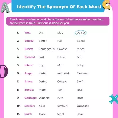 Identify The Synonym Of Each Word_image