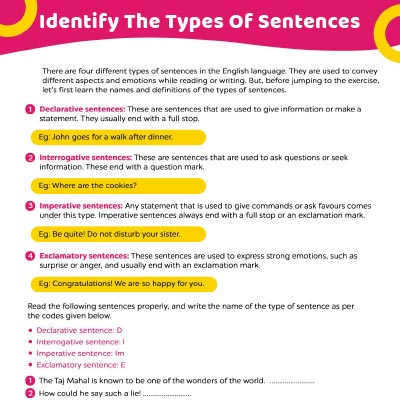 Identify The Types Of Sentences