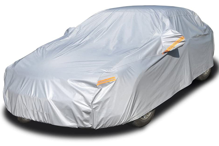Dustproof sunscreen waterproof Windproof Scratch Resistant Breathable Car Cover Reflective Cover 530x200x150CM OCDAY Single Layer Full Car Cover 