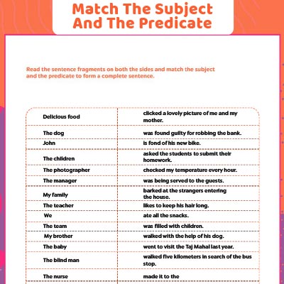 Match The Subject And The Predicate