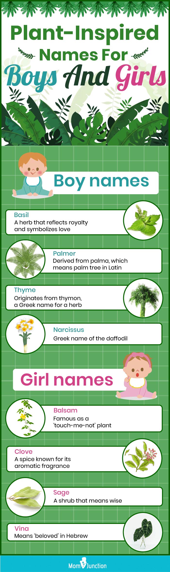 plant inspired names for boys and girls (infographic)