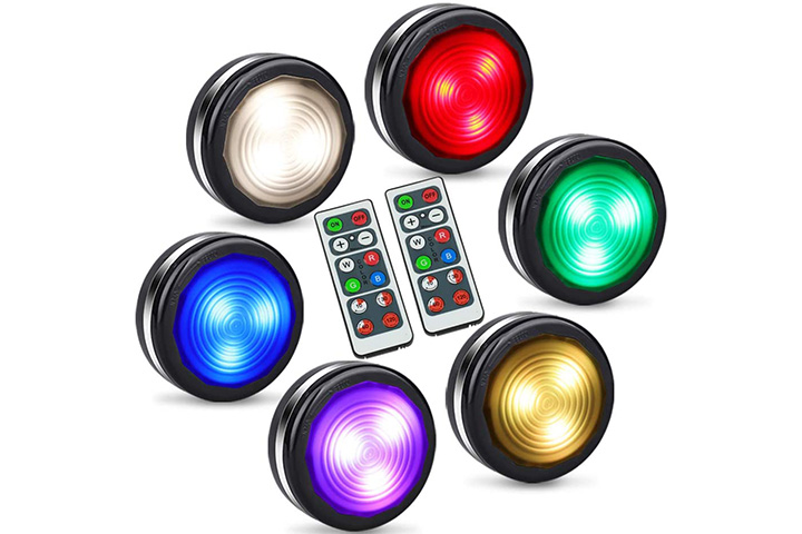 HOLKPOILOT Puck Lights with Remote Control, LED Under Cabinet